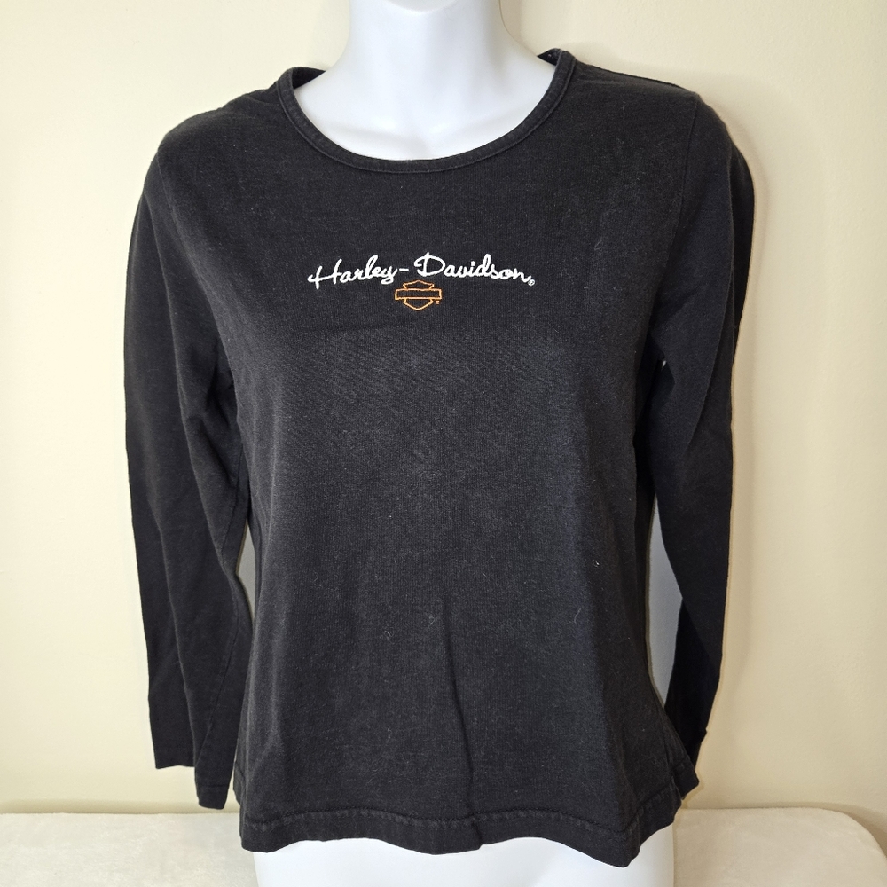 Harley Davidson black long sleeve shirt with embroidered logo